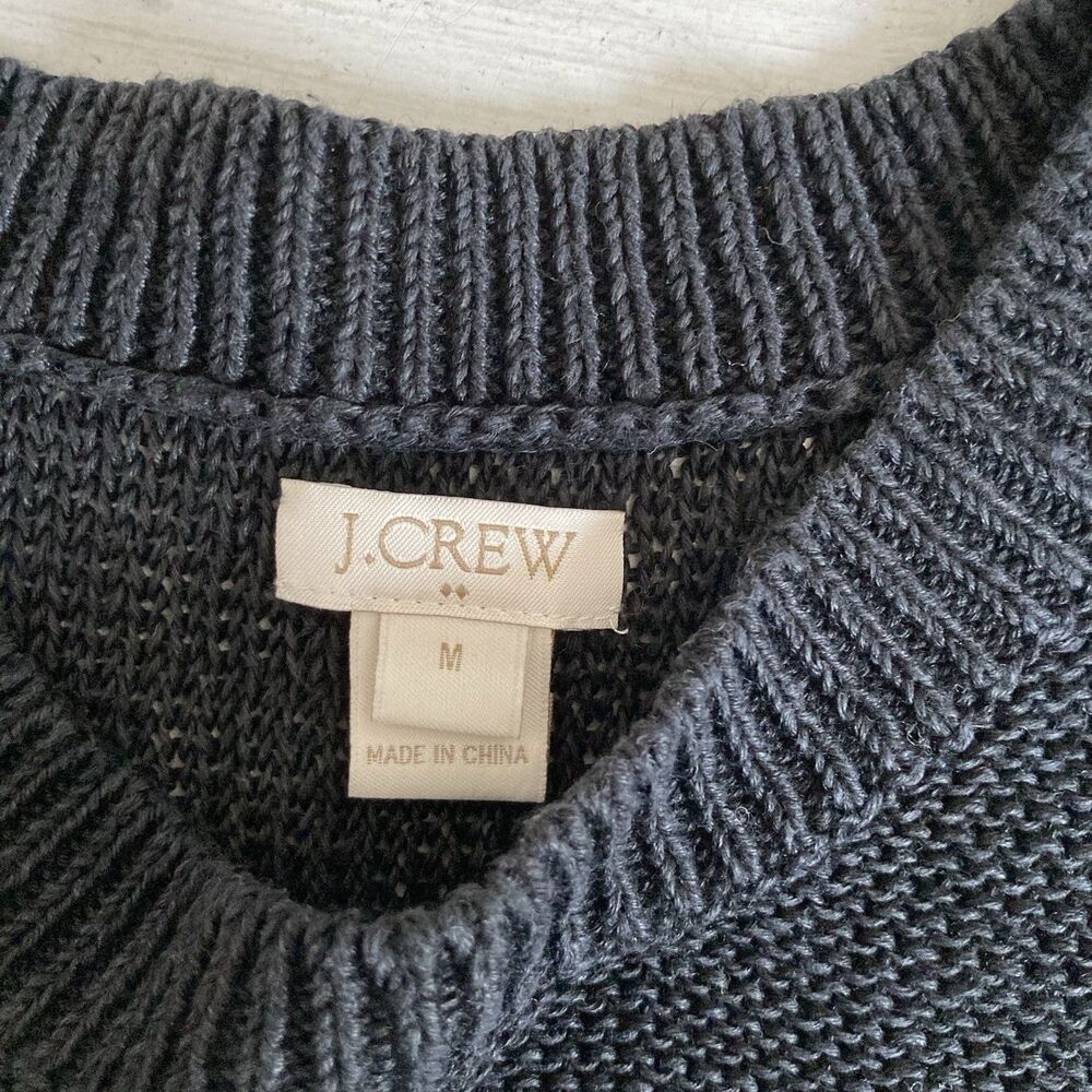 J. Crew Black  100% Linen Crochet Knit Tank Top Womens Size Medium Minimalist - Picture 8 of 9
